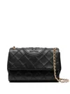 Tory Burch Fleming Soft Convertible Leather Shoulder Bag In Black