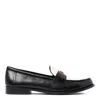 Tory Burch Black Leather Loafers With Decorative Emblem In Black