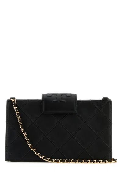Tory Burch Black Leather Fleming Crossbody Bag