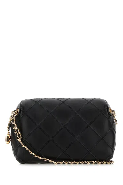 Tory Burch Black Leather Fleming Crossbody Bag
