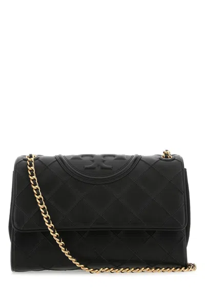 Tory Burch Black Leather Fleming Shoulder Bag