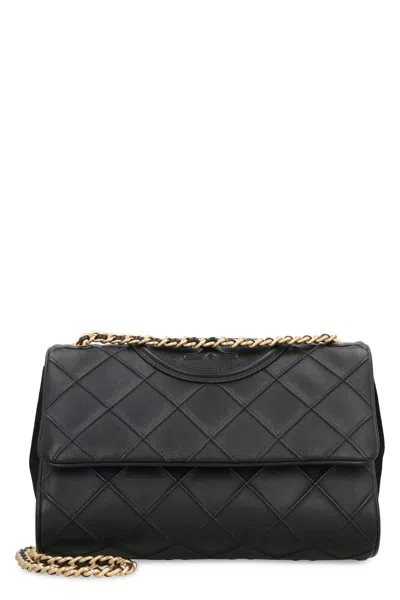 Tory Burch Black Leather Fleming Shoulder Bag