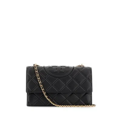 Tory Burch Black Leather Fleming Shoulder Bag
