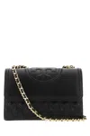 Tory Burch Black Leather Fleming Clutch In Black