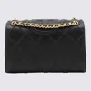 Tory Burch Black Leather Fleming Shouder Bag In Black