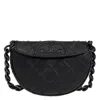 Tory Burch Black Leather Fleming Soft Mini Crescent Bag In Black