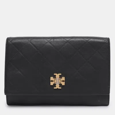 Pre-owned Tory Burch Black Leather Georgia Turn-lock Crossbody Bag