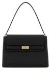 Tory Burch Black Leather Large Lee Radziwill Shoulder Bag In Black