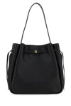 Tory Burch Black Leather Large Romy Bucket Bag In Black