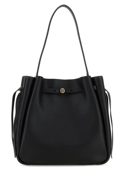 Tory Burch Black Leather Large Romy Bucket Bag