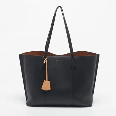 Pre-owned Tory Burch Black Leather Large Triple Compartment Perry Tote