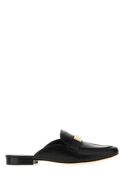 Tory Burch Black Leather Lee Lee Slippers
