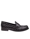 Tory Burch Black Leather Loafers With Small Applied Studs In Black