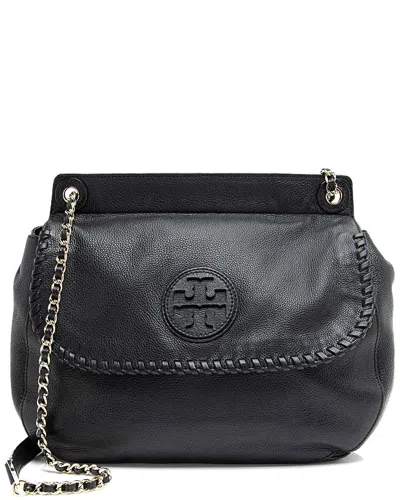 Tory Burch Black Leather Marion Saddle Bag (authentic Pre-loved)