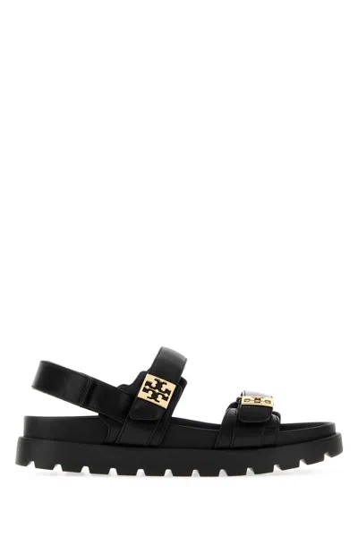 Tory Burch Black Leather Mellow Sandals