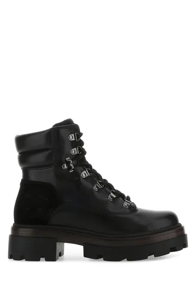Tory Burch Black Leather Miller Ankle Boots