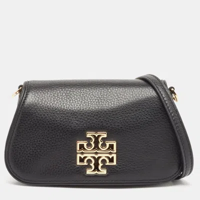 Pre-owned Tory Burch Black Leather Mini Britten Crossbody Bag