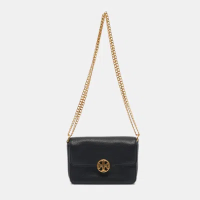 Pre-owned Tory Burch Black Leather Mini Chelsea Chain Shoulder Bag