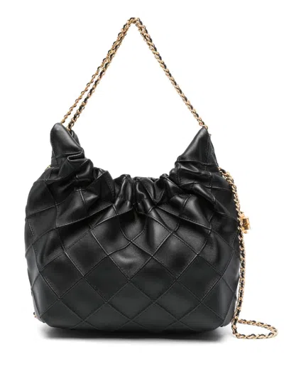 TORY BURCH TORY BURCH BLACK LEATHER MINI FLEMING HANDBAG