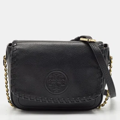 Pre-owned Tory Burch Black Leather Mini Marion Crossbody Bag