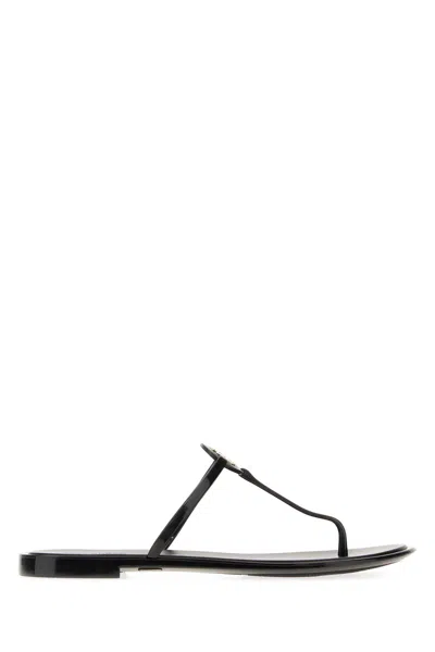 TORY BURCH BLACK LEATHER MINI MILLER THONG SLIPPERS