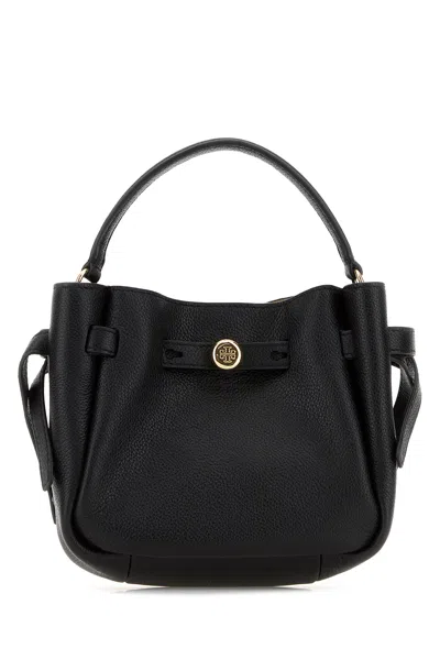 Tory Burch Black Leather Mini Romy Bucket Bag