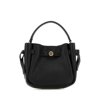 Tory Burch Black Leather Mini Romy Bucket Bag