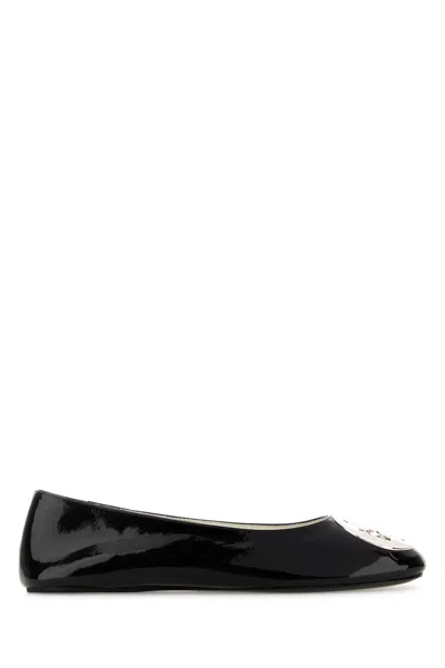 Tory Burch Black Leather Reva Ballerinas In Multi