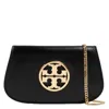 Tory Burch Black Leather Reva Clutch With Chain Strap