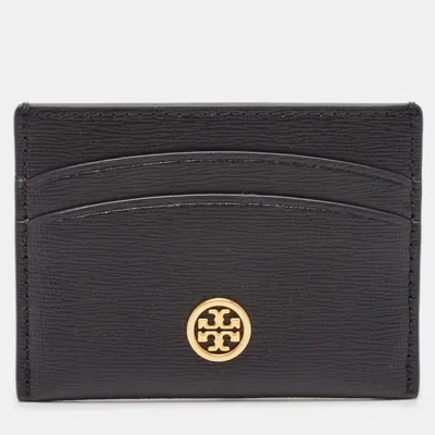 Pre-owned Tory Burch Black Leather Robinson Card Holder