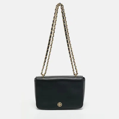 Pre-owned Tory Burch Black Leather Robinson Shoulder Bag