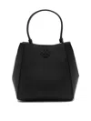 Tory Burch Black Bucket Bag With Tonal Logo In Leather Woman In Black