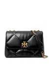 Tory Burch Small Kira Diamond Quilted Convertible Leather Shoulder Bag In Black