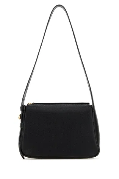 Tory Burch Black Leather Small Romi Shoulder Bag In Orange