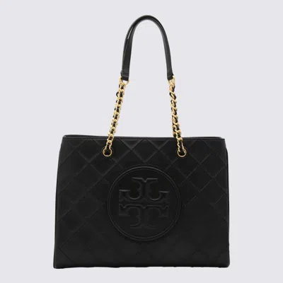 TORY BURCH BLACK LEATHER TOTE BAG