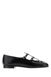 Tory Burch Leather Ballerinas With Cut-out Design And Glossy Finish In Black