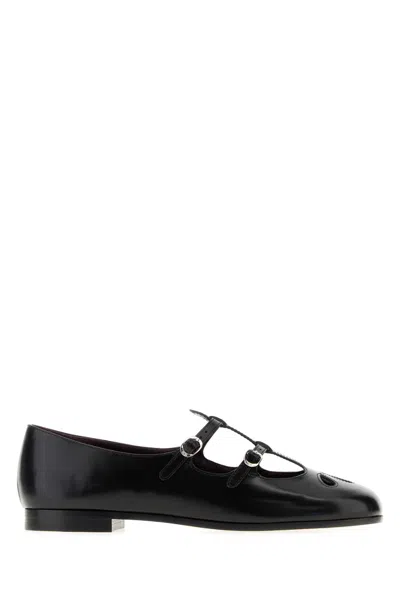 TORY BURCH TORY BURCH BLACK LEATHER VIOLET BALLERINAS