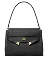 Tory Burch Large Lee Radziwill Pebble Leather Shoulder Bag In Black