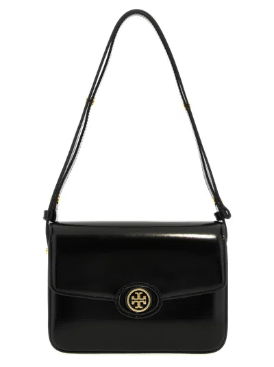 TORY BURCH BLACK LOGO-PLAQUE CROSSBODY BAG