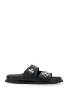 Tory Burch T Lock Slide Sandals With Logo Embellishment In Black