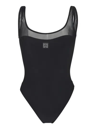 TORY BURCH BLACK MESH TANK SWIMSUIT