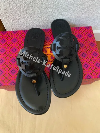 Pre-owned Tory Burch Black Miller Thong Sandals Choose Your Size