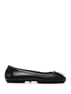 Tory Burch Logo-plaque Leather Ballet Flats In Black