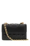 Tory Burch Black Logo Embossed Quilted Shoulder Bag In Black
