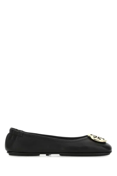 Tory Burch Black Nappa Leather Minnie Ballerinas