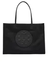 Tory Burch Spacious Black Tote With Embossed Logo And Sturdy Handles In Black