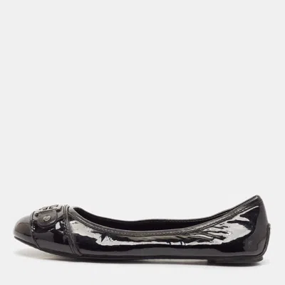 Pre-owned Tory Burch Black Patent Leather Cline Ballet Flats Size 36