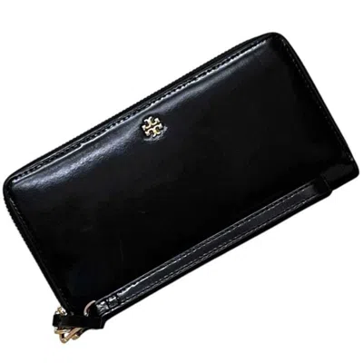 Pre-owned Tory Burch Black Patent Leather Long Wallet (bi-fold) ()