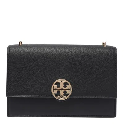 Tory Burch Black Pebbled Leather Miller Shoulder Bag
