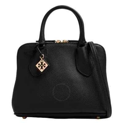 TORY BURCH TORY BURCH BLACK PEBBLED LEATHER MINI SWING SATCHEL